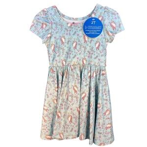 Charlie’s Project Twirl Dress Unicorns Hearts Blue Pockets Size 2T New
